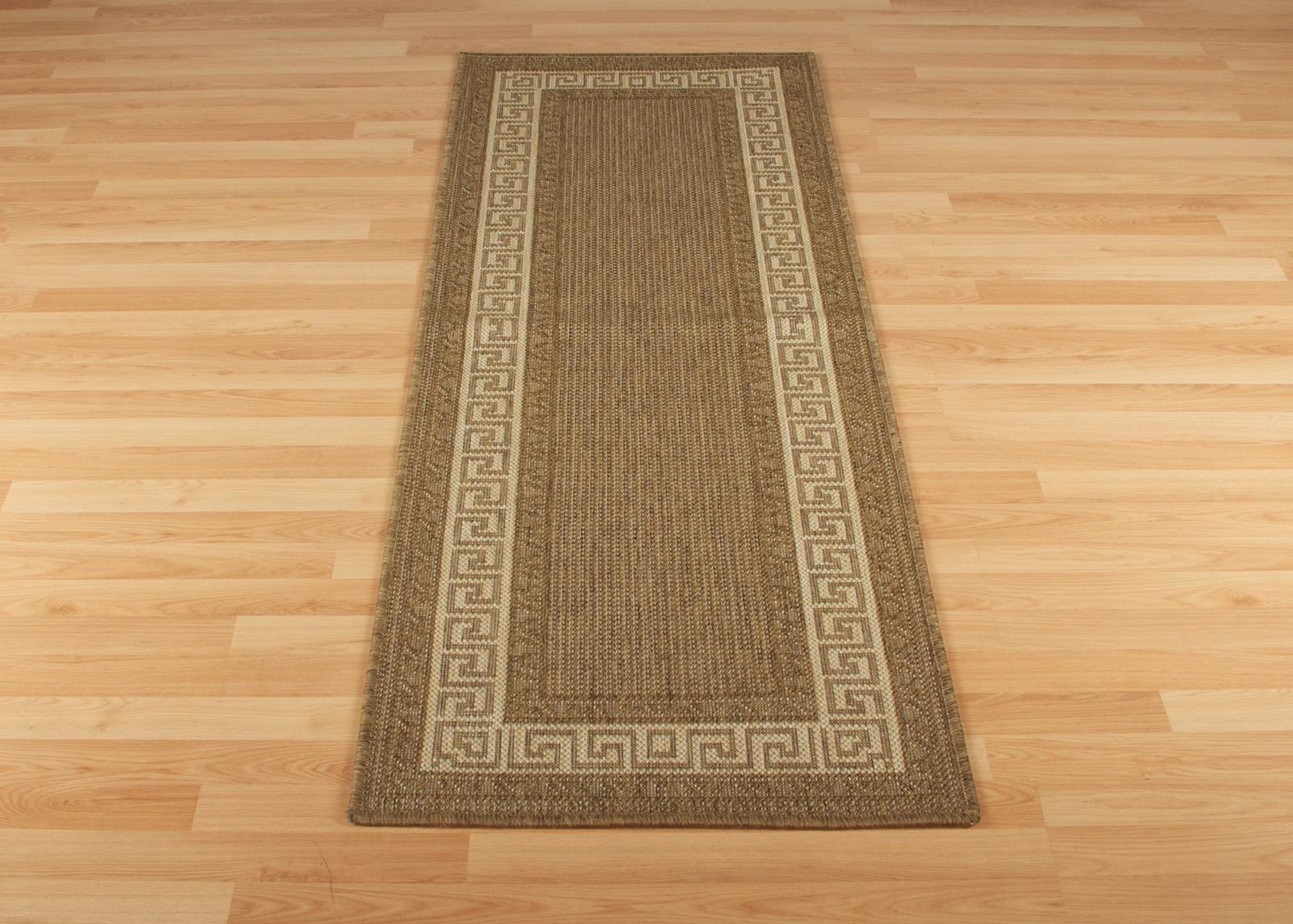 Greek Anti Slip Flatweave Runner Brown